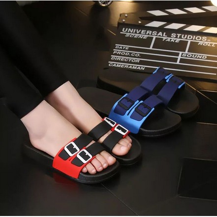 Slip Sandal Flip Plop Karet Wanita Terbaru Gesper 2
