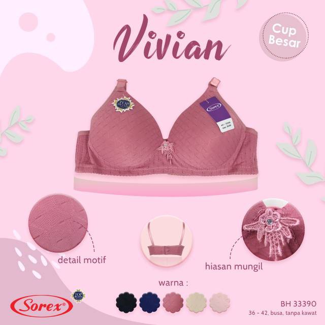 babybear Bra BH Sorex 33390 Tanpa Kawat Busa Tipis Cup Besar