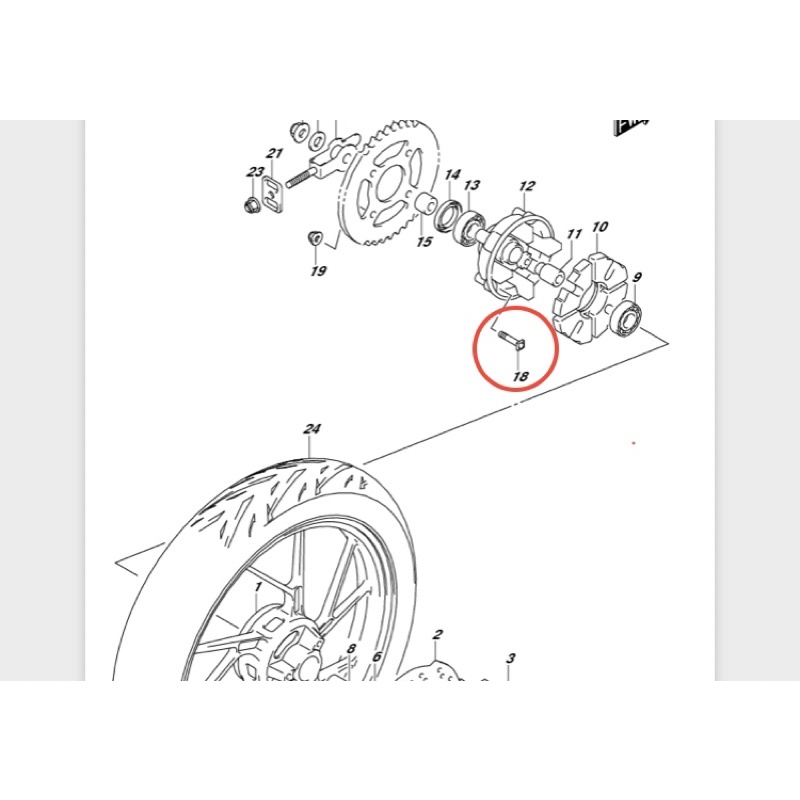 Baut Napgear Baud Napgir Baut Gear belakang Satria Fu Shogun Smash Gsx Bolt Screw Drum Rear Sprocket Ori SGP-2