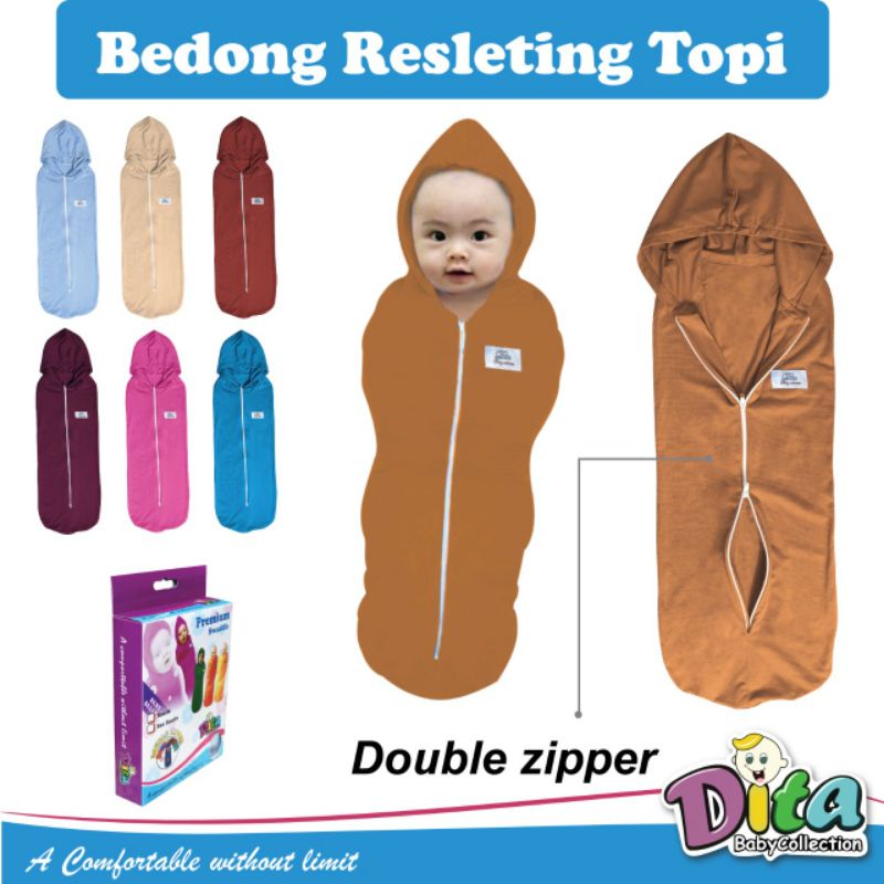 SNI PREMIUM Bedong instan Resleting Topi dita MOONS CARE Bedong topi dita bedong swaddle Instant lampin