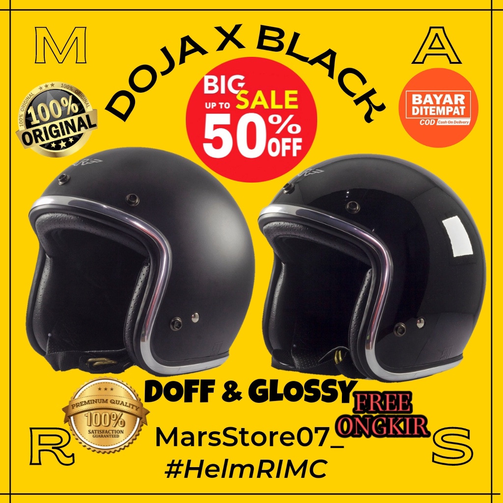 Helm Helem Helmet Custom Bogo Retro Vespa Classic Clasic Klasik Vintage Premium Polos Hitam Sni Half