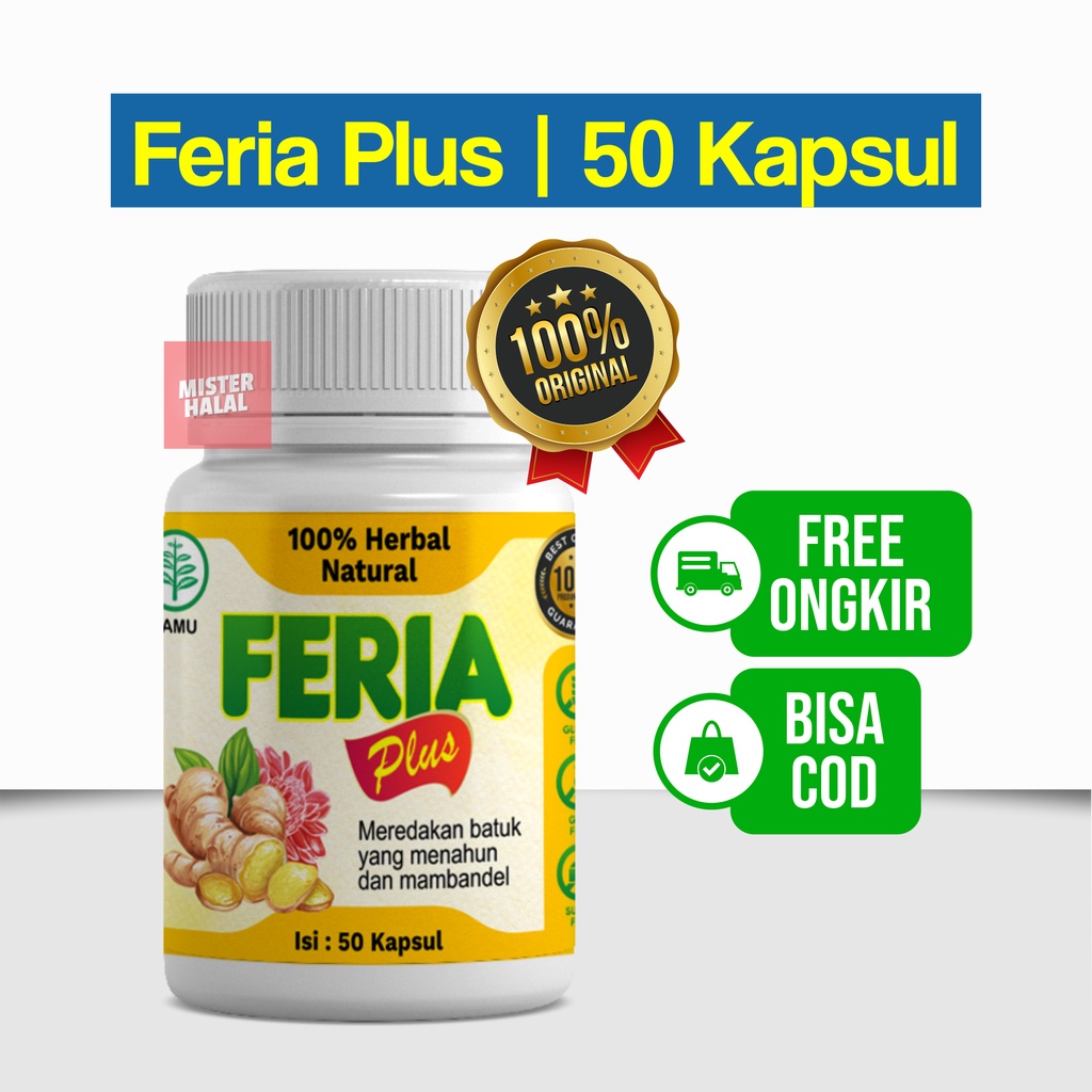 FERIA PLUS Atasi Batuk, Kapsul Herbal, Obat Paru-Paru, Asma, TBC, ISPA, Menghilangkan Dahak Dan Lendir, Batuk Menahun, Tidur Mendengkur, Ngorok, Sakit Tenggorokan, Sesak Nafas, Sinusitis