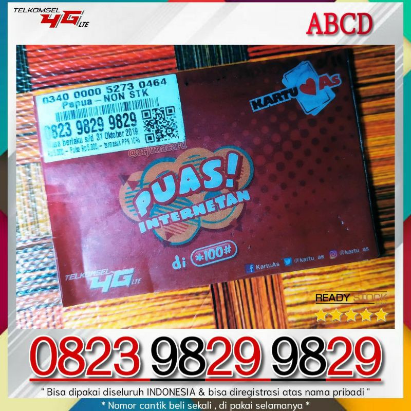Nomor Cantik As 9829 9829 Telkomsel ABCD