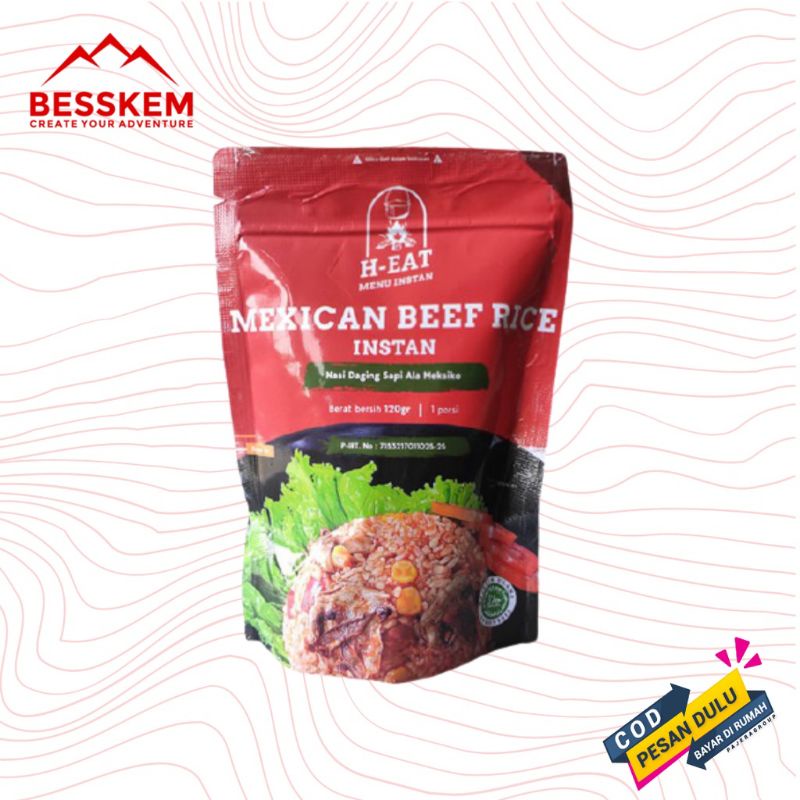 H-EAT Mexican Beef Rice Nasi Instan Makanan Ransum Cepat Saji
