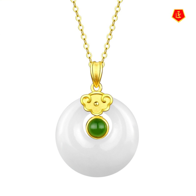 [Ready Stock]Hetian Jade Lotus White Chalcedony Necklace Pendant