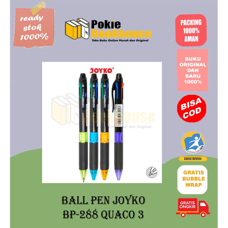 

Ball Pen Pulpen Pena Joyko BP-288 Quaco 3 0.7 mm 4 Warna Colors