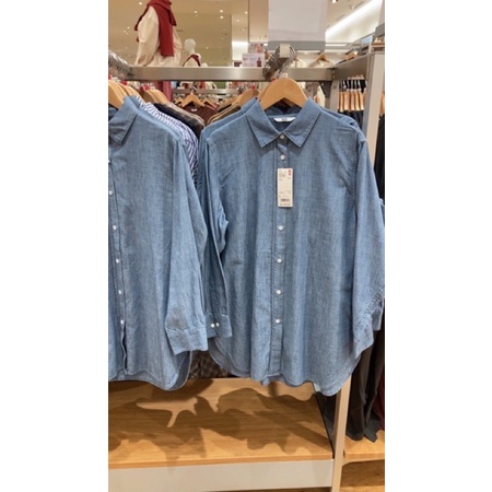 jastip kemeja panjang katun chambray uniqlo
