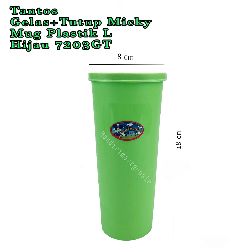 Gelas+Tutup Micky *Tantos * Mug Plastik (L) * Warna Hijau 7203GT