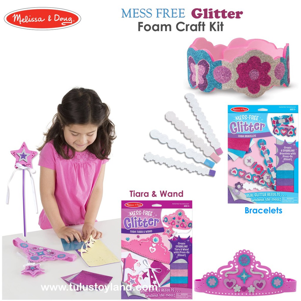 Melissa Doug Mess Free Glitter Foam Art Craft Mainan Kreativitas Anak Tiara Bracelets Gliter Spon