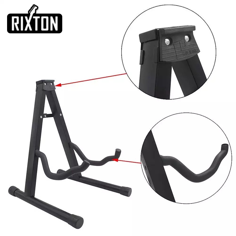 Rixton Lipat Lantai Gitar Stand Holder Portabel Lipat Ringan Floor Stand