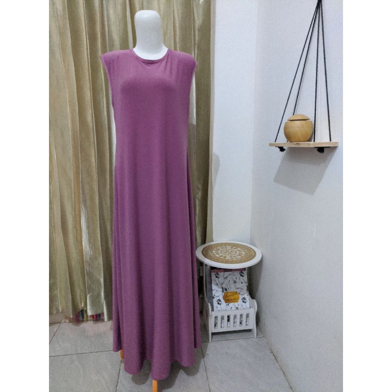 Gamis Lekbong (tanpa lengan) warna DUSTY PURPLE