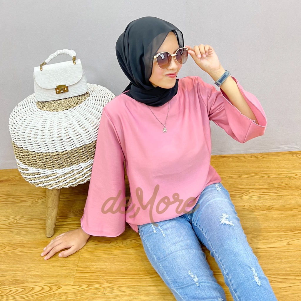 ATASAN WANITA BLOUSE WANITA ZIVA TOP ONECK POLOS DEMORE