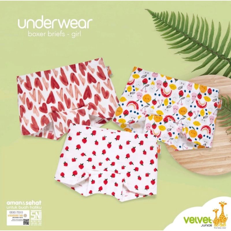 Underwear (Celana Dalam isi 3 Pcs) Boxer Girl Velvet Junior