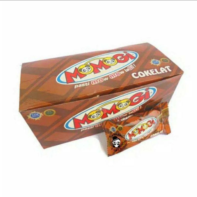 

BOX Momogi Coklat Makanan Ringan Ekstrudat Rasa Chocolate Halal MUI - 20pcs x 8gr AYES TOSERBA