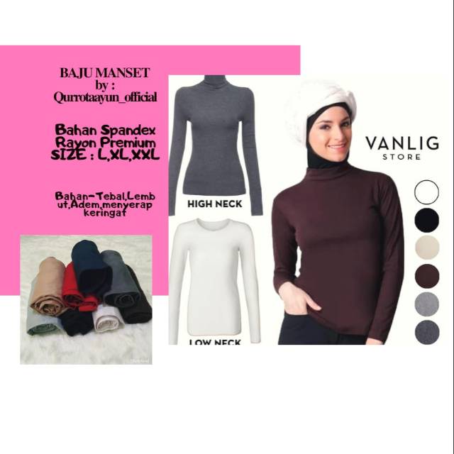 Manset Jumbo Premium Besic Turtle Neck - Baju Manset Kaos Spandek Rayon Super Stretch Adem - Inner Manset Basic - Inner Wanita Muslimah - Baju Manset Wanita Lengan Panjang - Atasan Baju Dalaman Wanita - Baju Manset Wanita Lengan Panjang A0029-1