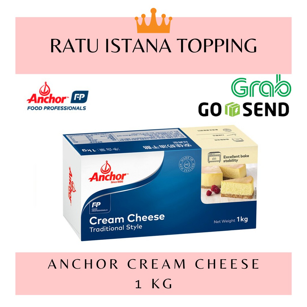 

CREAM CHEESE ANCHOR 1 KG IMPORT NEW ZEALAND HALAL GOSEND DAN GRAB ONLY