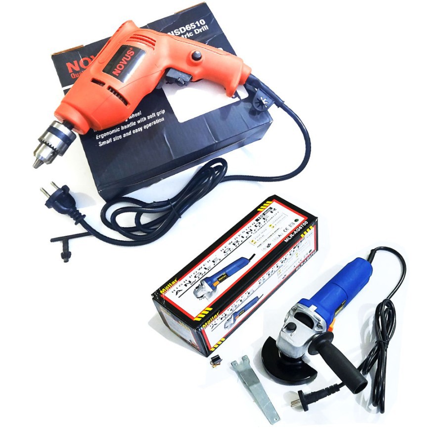 2 ITEM Paket Mollar Mesin Gerinda AG6700 Dan NOVUS Mesin Bor Tangan 10mm
