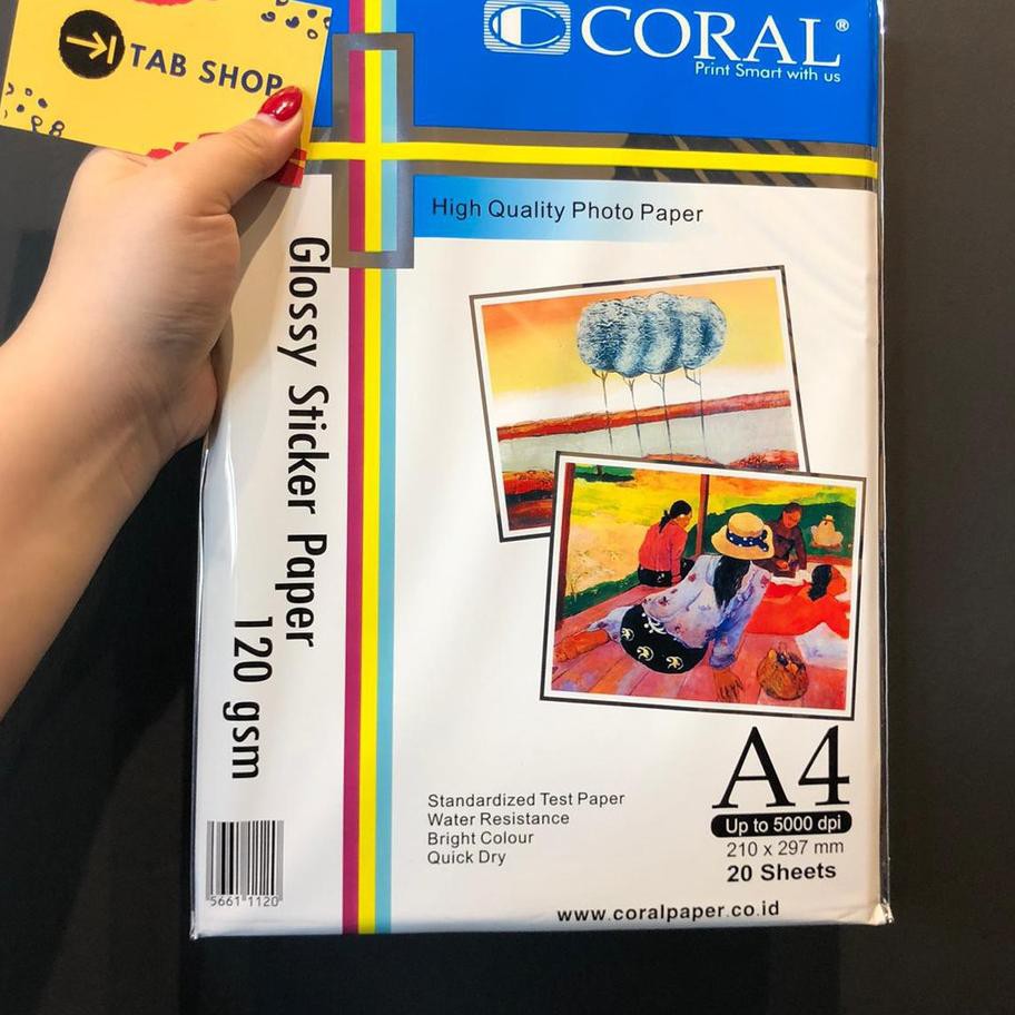 

TERLARIS CORAL GLOSSY STICKER A4 120 GSM 20 LEMBAR ㅰ