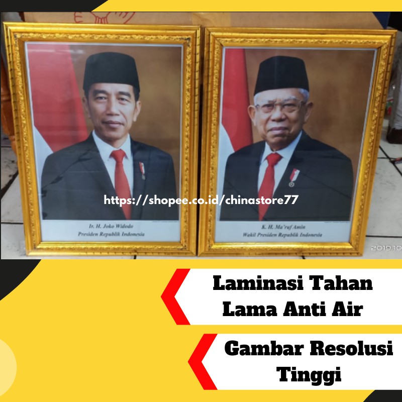 Pigura Foto Gambar Presiden Dan Wakil Hiasan Dinding Poster 1 Set Bahan Polyframe Fiber PRES DAN WAPRES