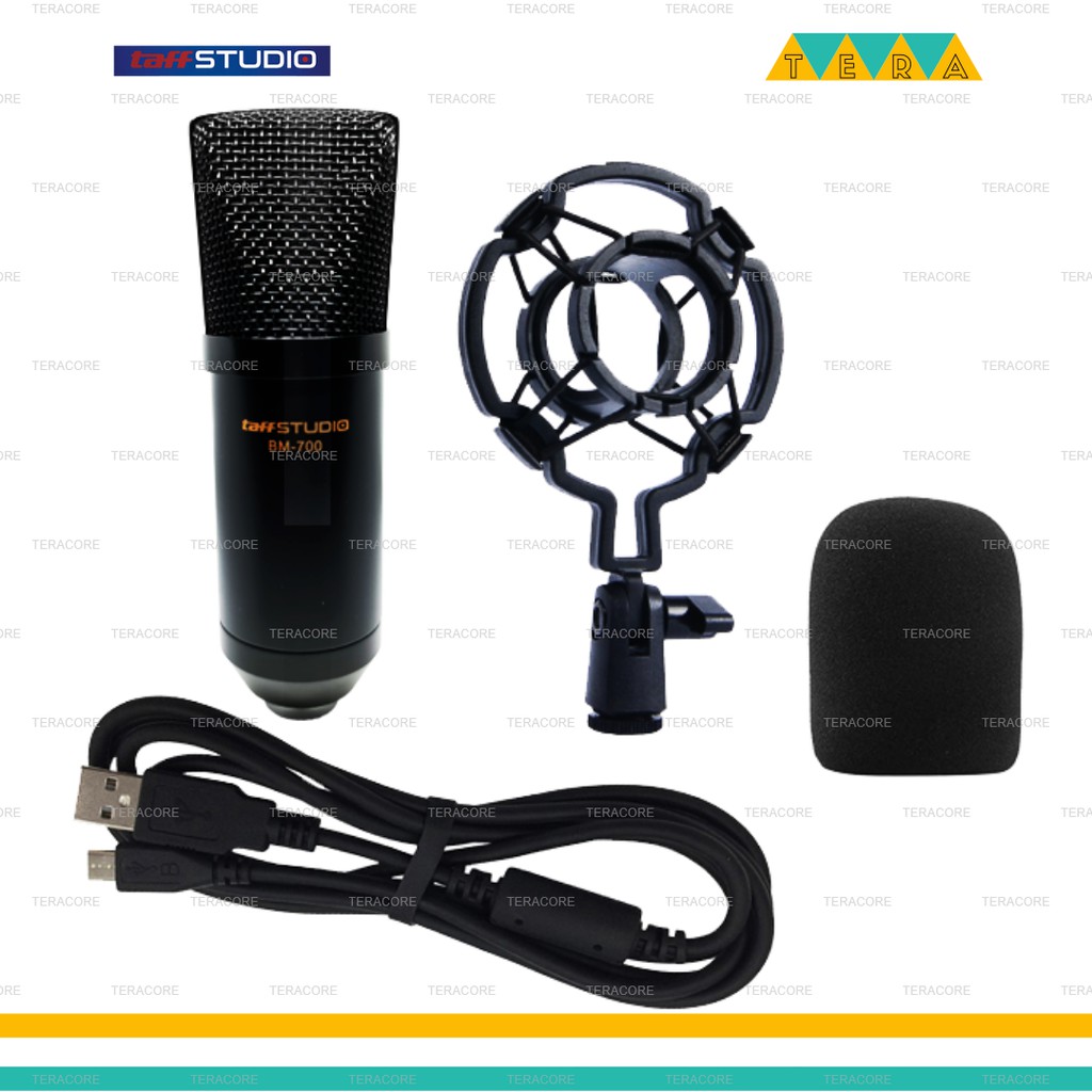 Taff Studio BM-700 BM700 BM 700 Microphone USB Condenser for Recording Laptop PC Komputer