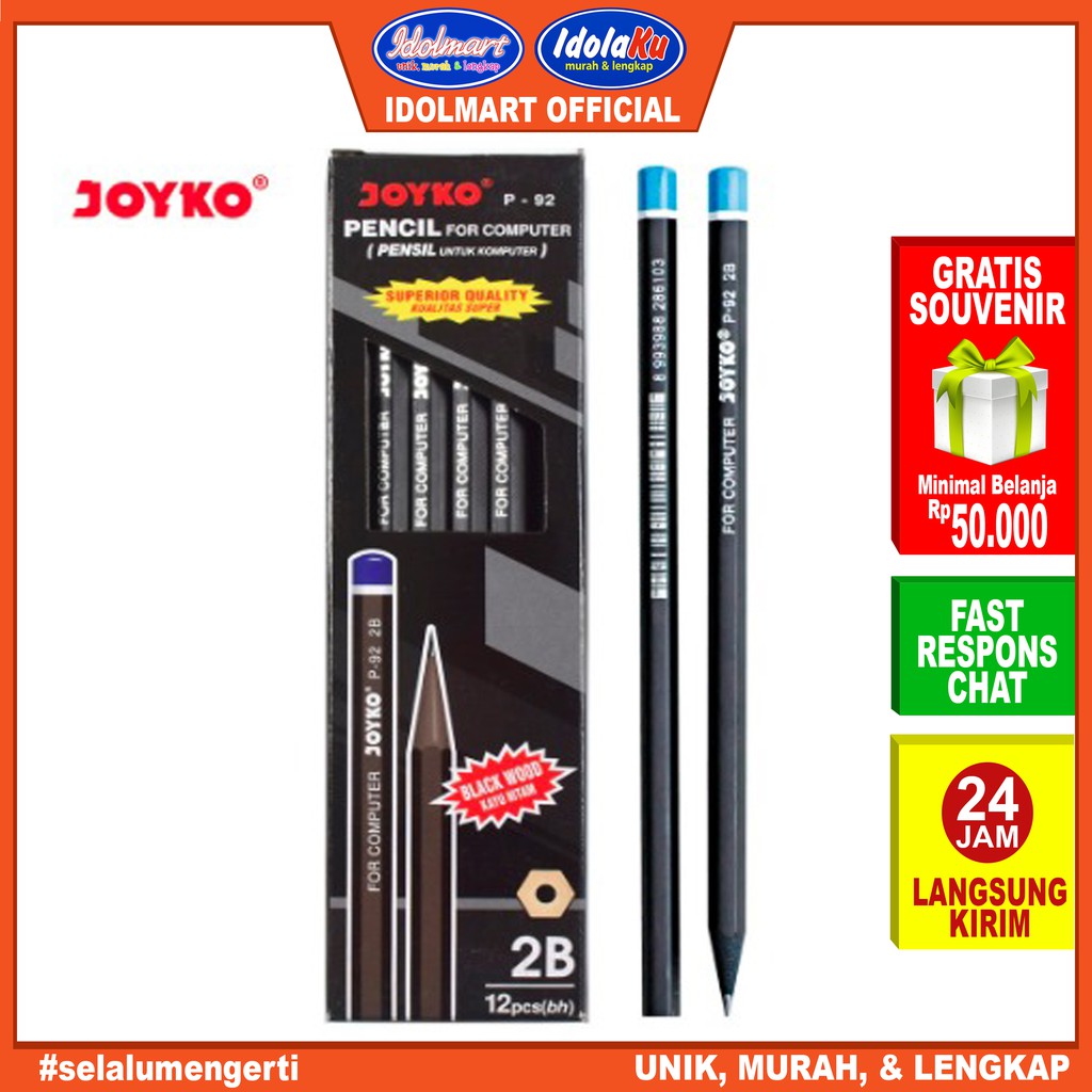 

IDOLMART Pencil / Pensil Joyko P-92 / 2B / 1 BOX 12 PCS / 1 lusin isi 12 Karawang