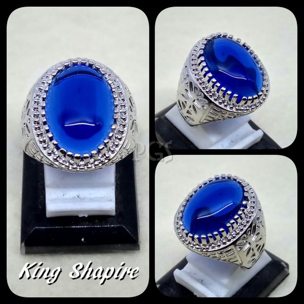 CINCIN BATU AKIK PERMATA KING SAFIR - SHAPPIRE SIZE KANTORAN TERMURAH !!!