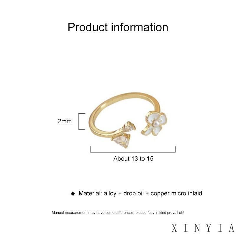 【COD】Cincin Model Terbuka Desain Bunga Hias Mutiara + Zircon Adjustable Untuk Wanita Bunga Gaya Simple Untuk Wanita