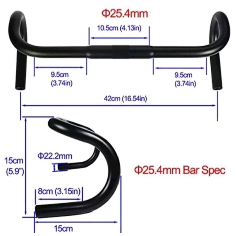 Handlebar FMF Drop bar. dropbar stang roadbike 25.4 x 420 mm 42mm stang sepeda balap