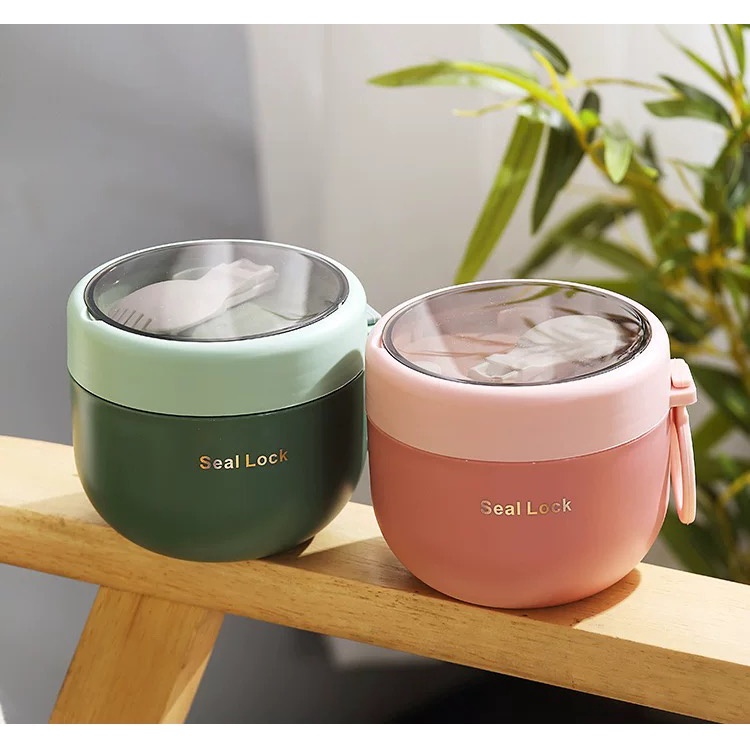 Portable Soup Cup Anti Tumpah Dengan Tutup Tahan Panas Dan Anti Tumpah