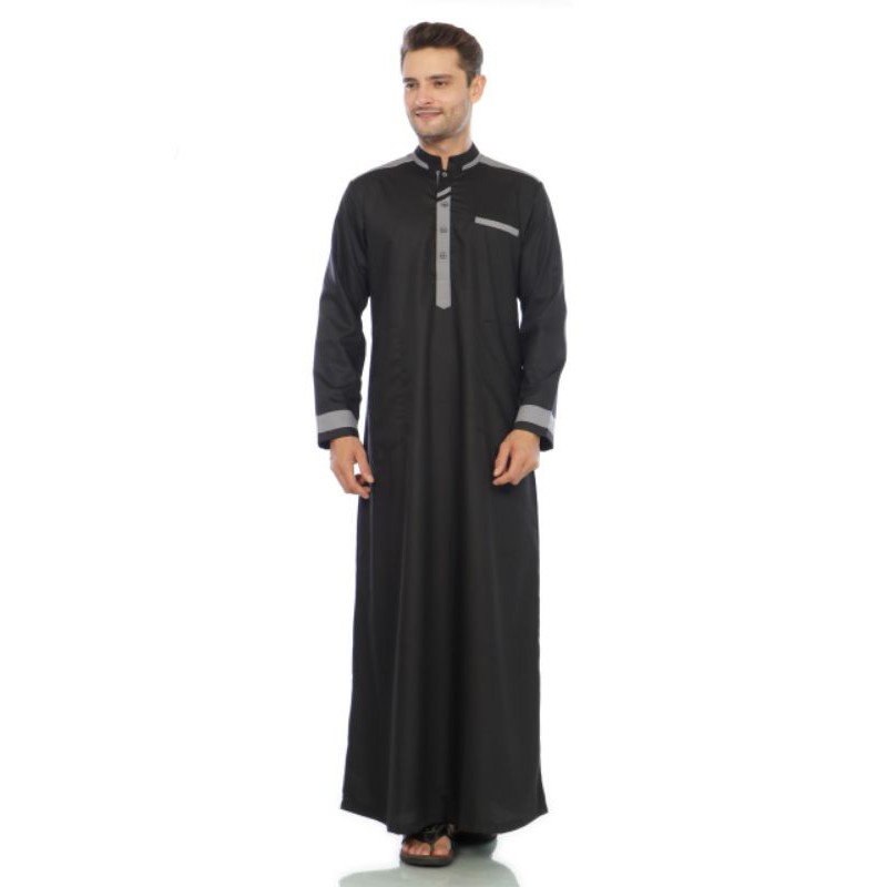 Gamis Pria Model Kancing Kombinasi 2 Warna Bahan Toyobo Fodu Jubah Pria Terbaru DALAH