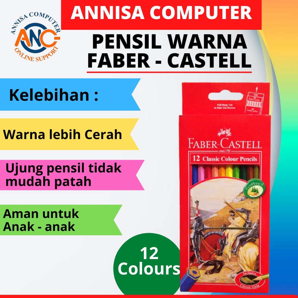 

PENSIL Warna FABER - CASTELL CLASSIC / 12 Warna Panjang ORIGINAL