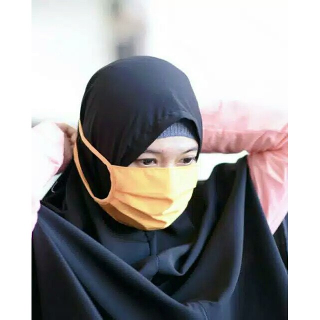 Masker Kain Tali Hijab Putus Sambung Masker Kain Jilbab Polos Tali Panjang Masker Kain Masker Hijab Simpel Penutup Mulut Hidung Masker Cuci Pakai