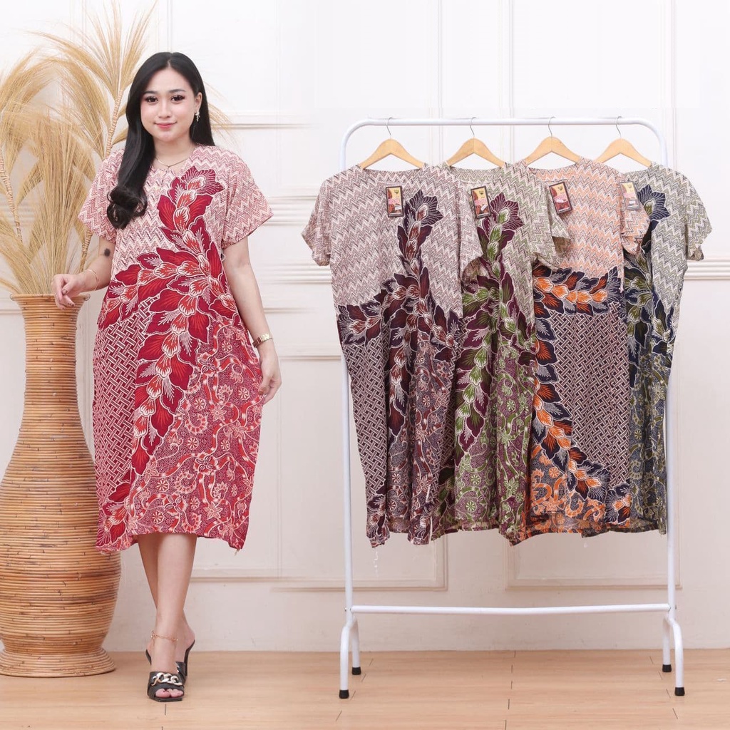 Daster Kencana Ungu Batik - Daster Busui LD 105 - Atasan Wanita - Batik Motif Abstrak Kekinian-Sekar