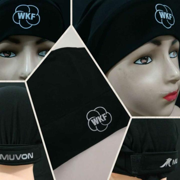V-UDR> ♥> (MVN Logo Besar & SKD Logo Kecil) Hijab Karate//Hijab WKF//Kain Kepala Atlet //Hijab Muvon