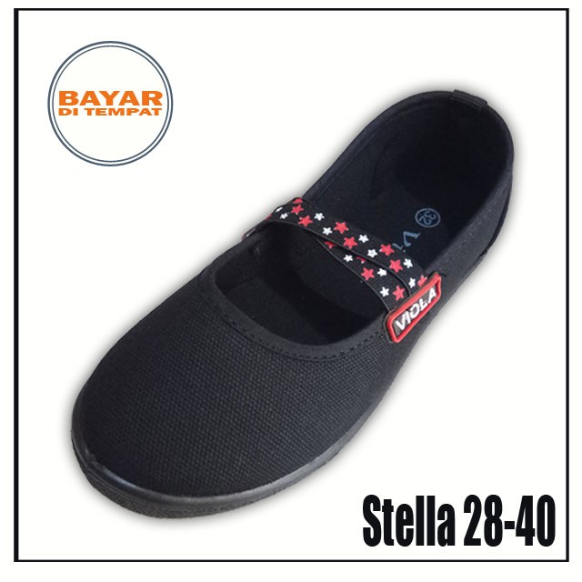 Stella 30-40 / Sepatu Sekolah Hitam Anak Perempuan TK Paud SD / Flat Shoes Hitam