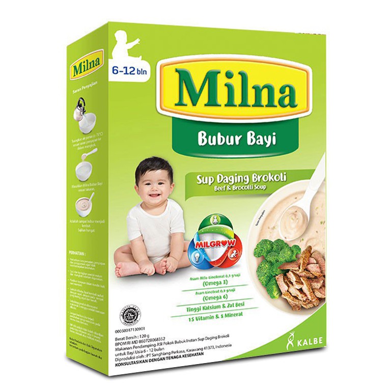 Milna Bubur Bayi Reguler Sup Daging Brokoli 120g 6-12 bln
