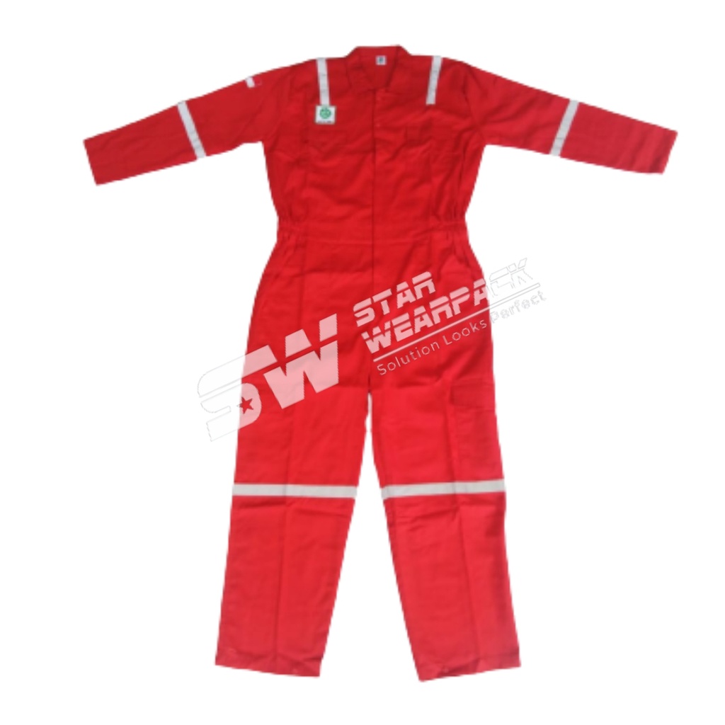 Star Wearpack - Baju Kerja Proyek Katelpak / Coverall Seragam Kerja Proyek/ Wearpack Terusan Warna Dongker/Merah/Oren