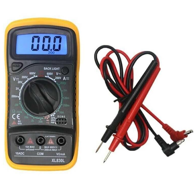Mini Digital Multimeter AC/DC Voltage Tester - XL830L - Black/Yellow