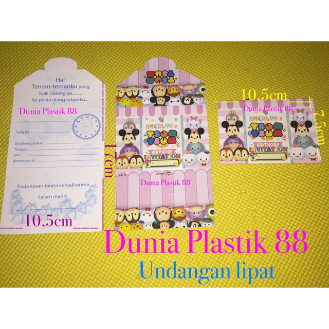 isi 10PC kartu UNDANGAN AMPLOP LIPAT party pesta ulang tahun ultah  birthday anak unik karakter