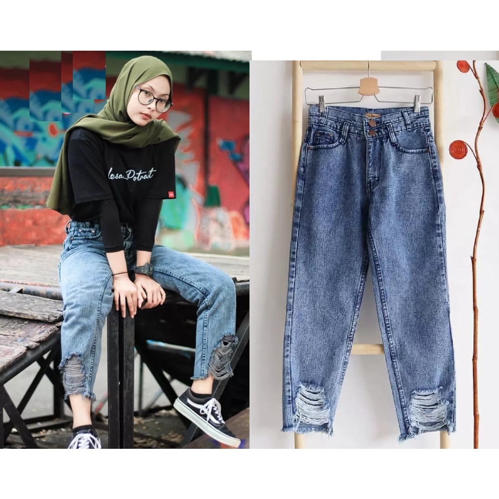 BOYFRIEND JEANS HIGH WAIST SOBEK BAWAH TERBARU 2022 KEREN / BOYFRIEND WANITA SOBEK BAWAH KEKINIAN JU