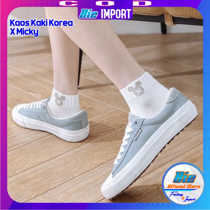 Kaos Kaki Korea Wanita Motif X Micky Impor Best Seller