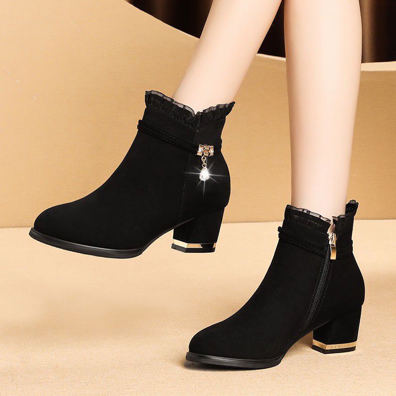 sepatu boots heels wanita korea