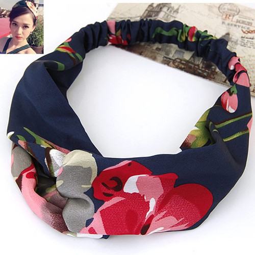 LRC Bando Fashion Flower Pattern Decorated Wide Design