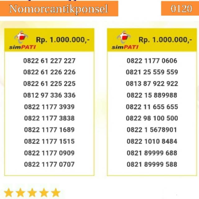 Nomor cantik simpati 0822 0812 0821 0813 seri double abc 227227 aabb 1177 cermin 889988 rapi #0120