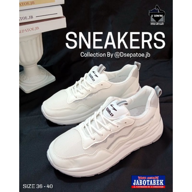 [COD] Sepatu kets putih SPIKE size 36 37 38 39 40 sneakers wanita all white bertali casual trendy te