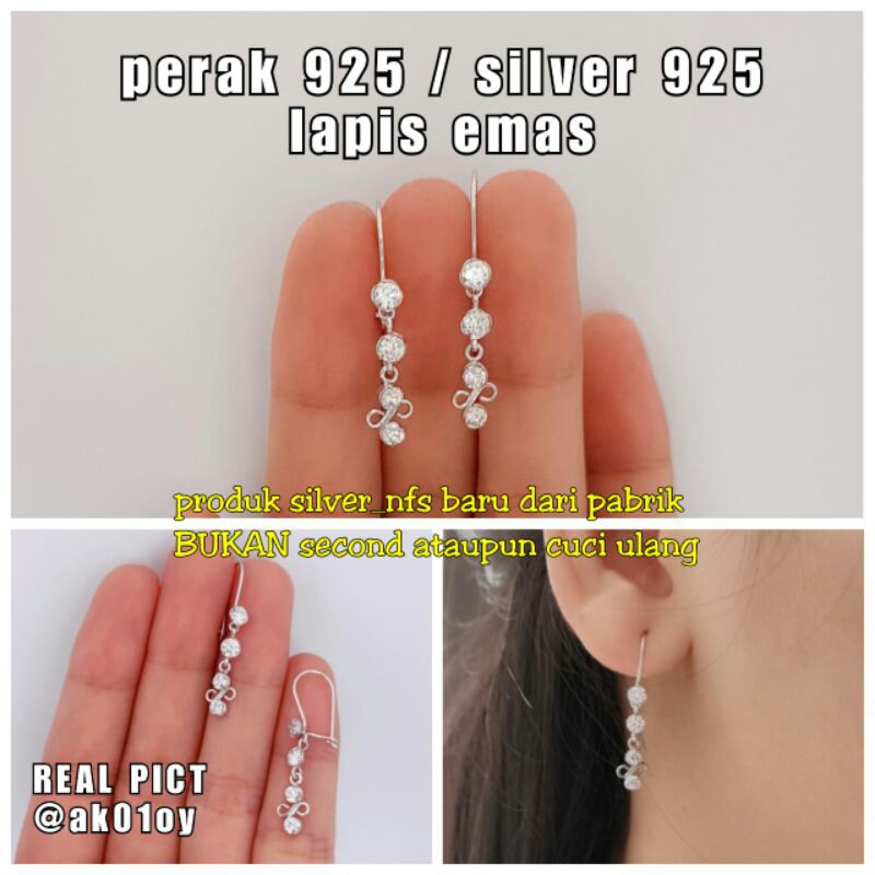 Anting Kait Gantung Permata Asli Perak 925 Anting Perak 925 Anting Perak Asli 925 Anting Silver 925