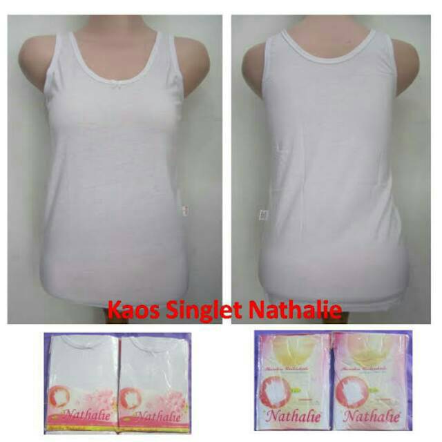 Singlet Wanita NATHALIE | Pakaian Dalam Perempuan Dewasa Tangtop Kaos Sguna - Ecer Satuan Vanella Cewe Cewek ABG Remaja SD SMP SMA BB Katun Polos Logo Bordir natali