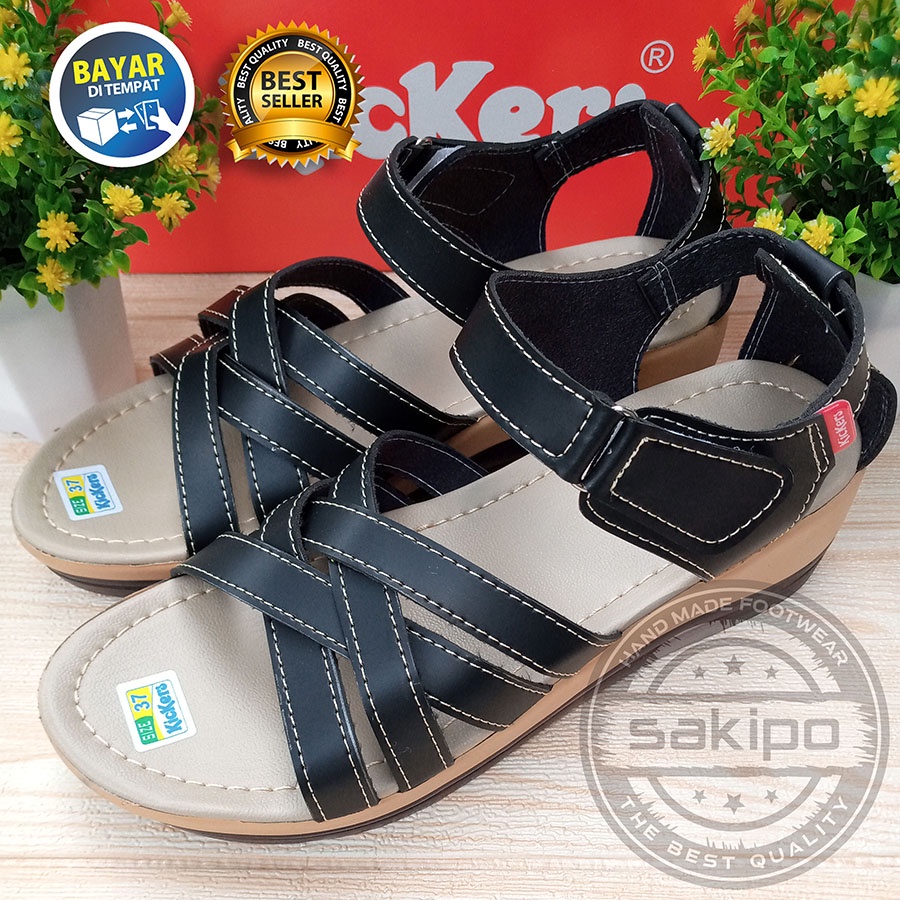 PROMO 9.9 SUPER SHOPPING DAY !! SANDAL GLADIATOR WANITA DEWASA WEDGES ANYAM TEMPONG LED / SAKIPO