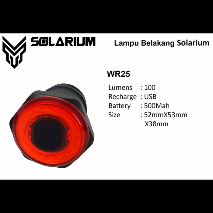 Lampu Belakang Sepeda Smart Led Solarium