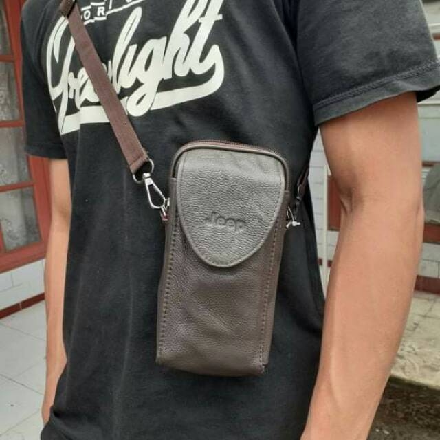Tas HP kulit asli impor Jeep 2 in 1 - Tas selempang HP-Tas pinggang HP-Sarung HP-Dompet HP